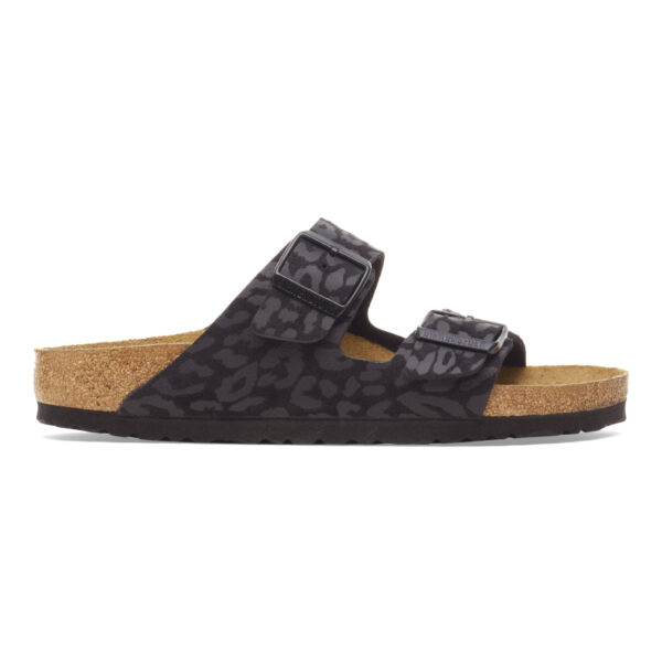 Birkenstock Arızona Bf Leopard Kadın Siyah Çift Tokalı Terlik 1030563